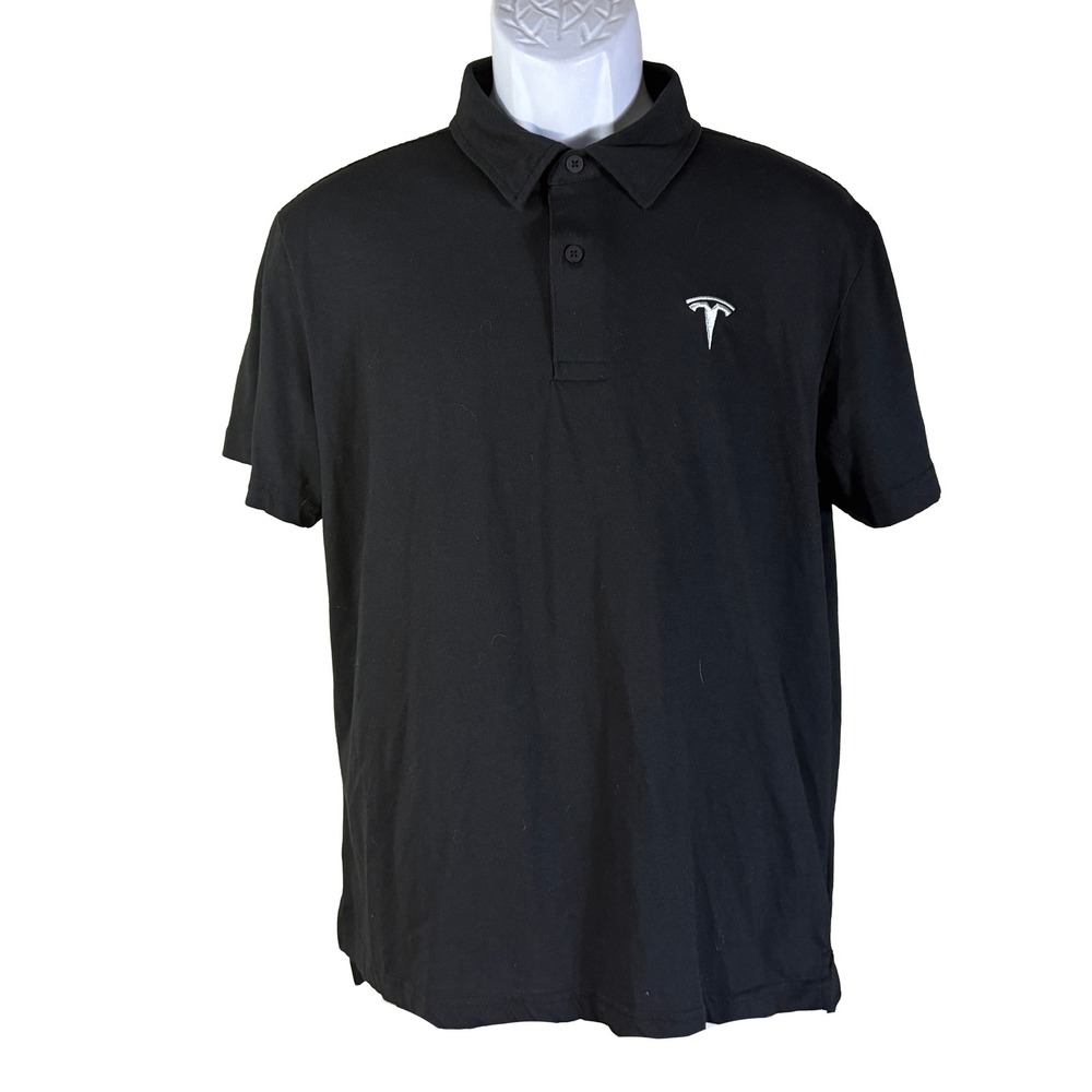 Tesla‎ Polo Shirt Mens LG Black Short Sleeve Embroidered Logo TSL2976BK